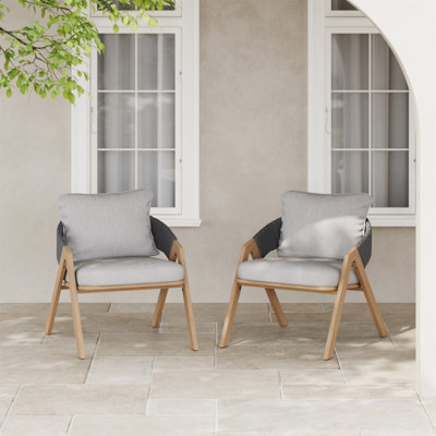 Chaise de patio avec coussins (ensemble de 2)