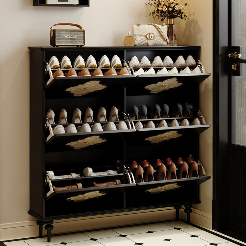 French simple ultra-thin storage shoe cabinet, 50" H x 47.24" W x 10.43" D