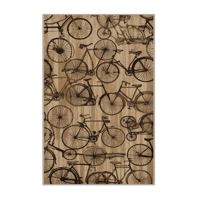 Machine Washable Transportation Beige Area Rug