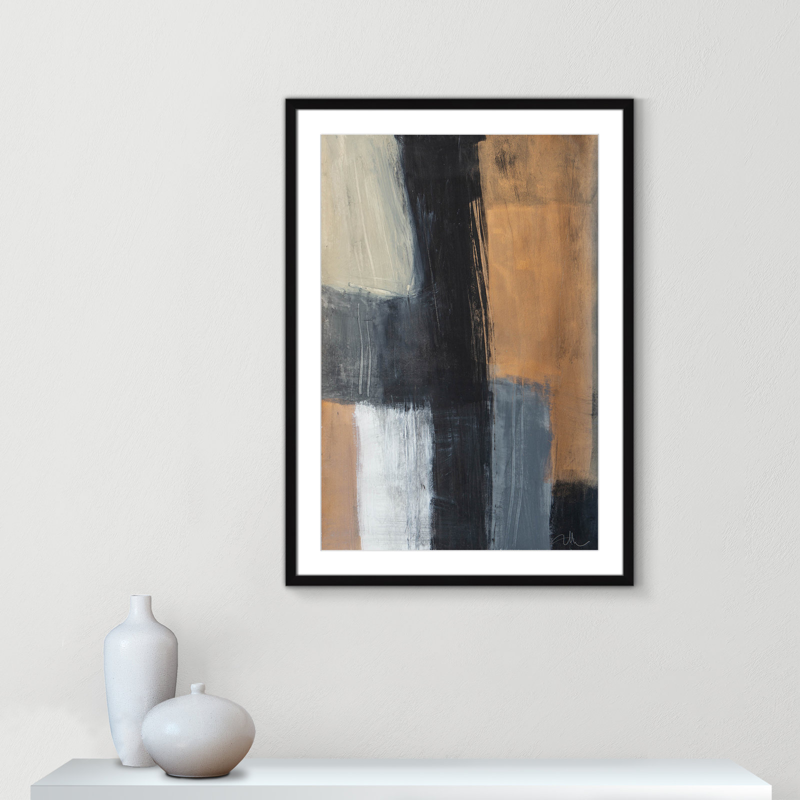 Calderon "Metallic Slate II" Print, Black Single Picture Frame, Yes, 35.5" H x 25.5" W x 1.25" D