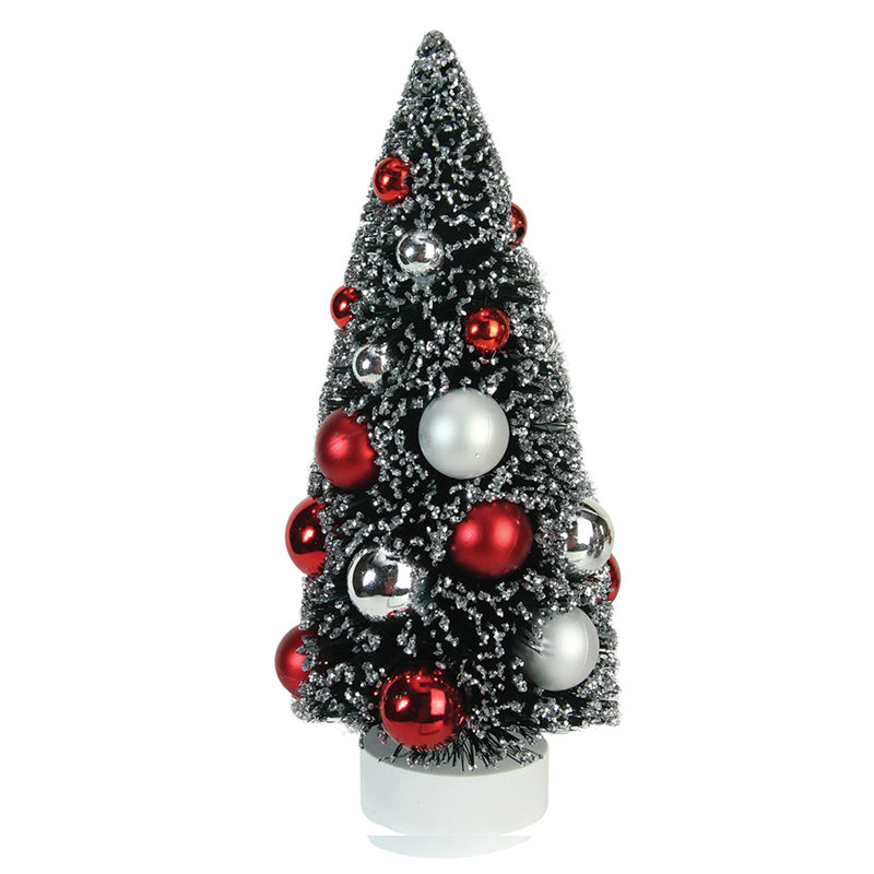 Décoration pour sommet de sapin artificiel pin rouge et argent - non éclairé, H 9 po x l 4 po x P 4 po