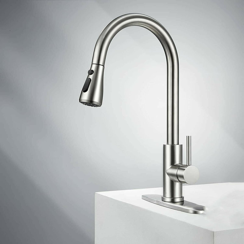 AlenArtWater Pull Down Kitchen Faucet, Polished Chrome
