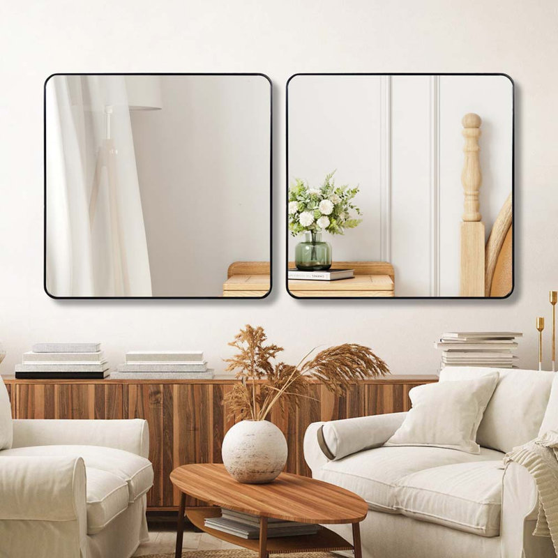 Miroir, Carrée, Noir, 30 po x 30 po