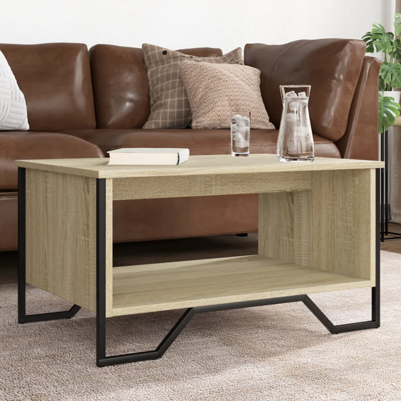 Akkie Coffee Table with Storage, Sonoma Oak/Black, Sonoma Oak, 40cm H x 75cm L x 51cm W
