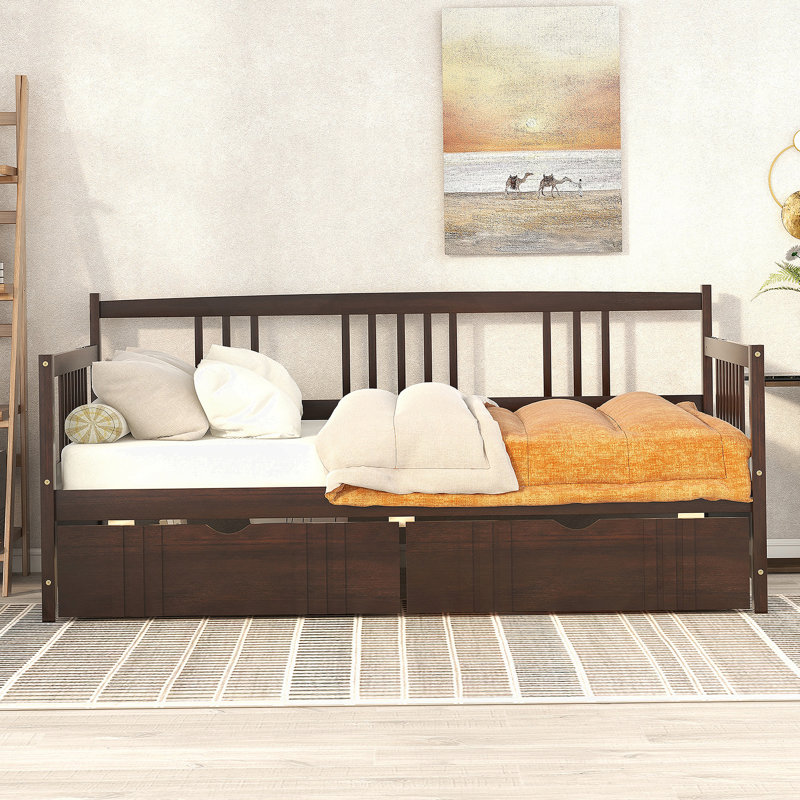 Daybed Wood Bed with Two Drawers, Twin, Espresso