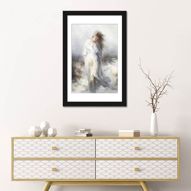 « rêvey », impression sur toile, H 24 po x l 16 po x P 1 po, Papier d'art encadré noir, Blanc