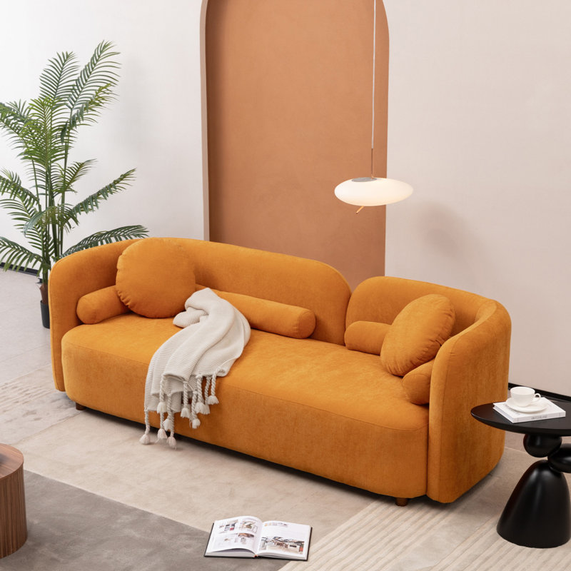 Canapé moderne et confortable en tissu d'ameublement Chenille, Orange