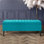 Paris Striped Ottoman Storage Bench - Upholstered Plush Velvet Shoes Bench with Black Turned Wooden Legs