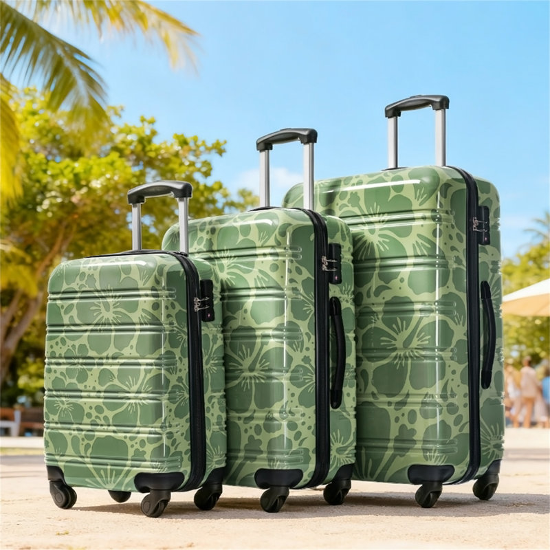 Valise à roulettes 3 pièces Hardshell avec valise TSA, Green