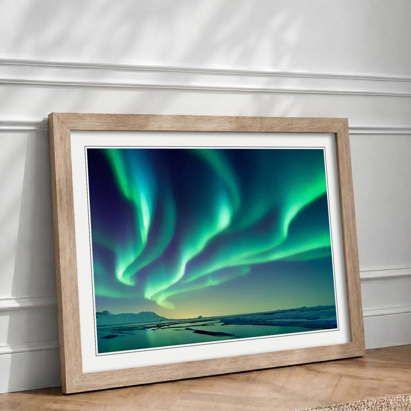 Righteous Aurora Borealis - Framed Print, 46cm H x 64cm W x 2cm D, Oak