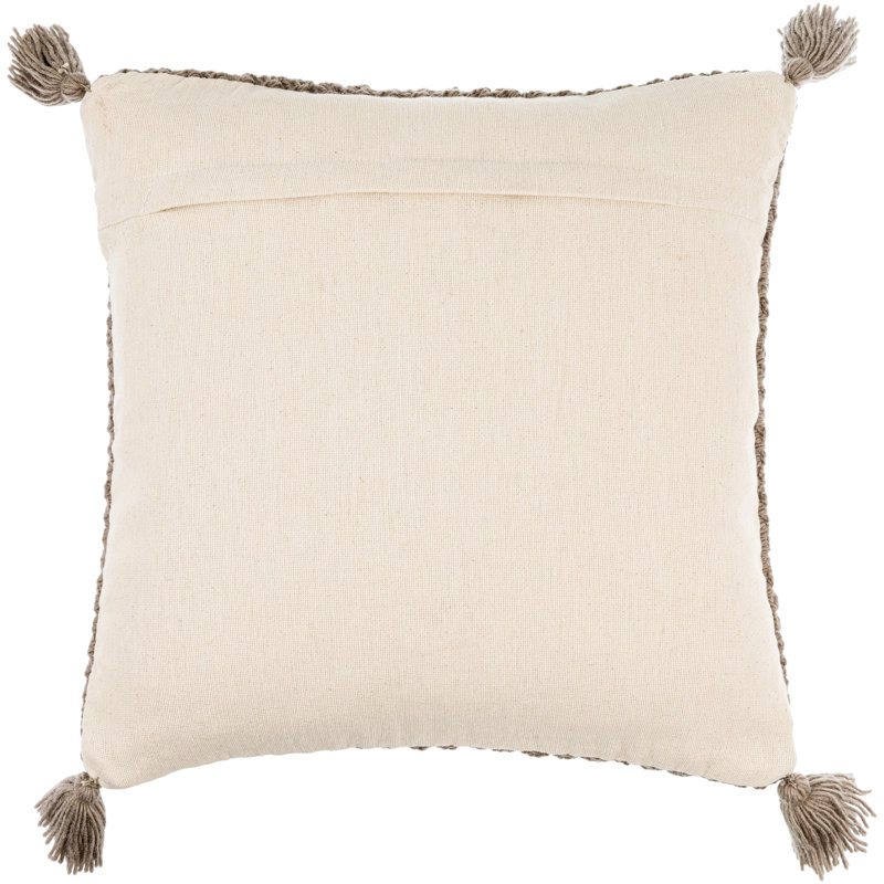 Makrome Wool Blend Reversible Pillow Cover, 18"H x 18"W, Brown