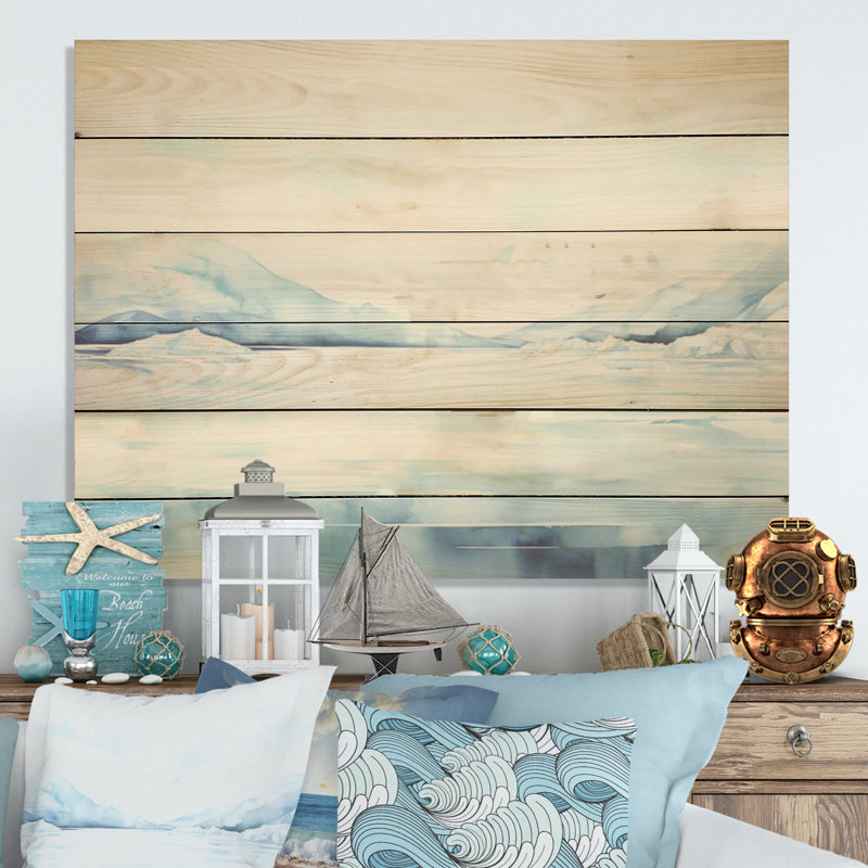Minimal Glacier In Antartica - Art mural en bois de glacier sur bois de pin naturel, H 24 po x l 32 po