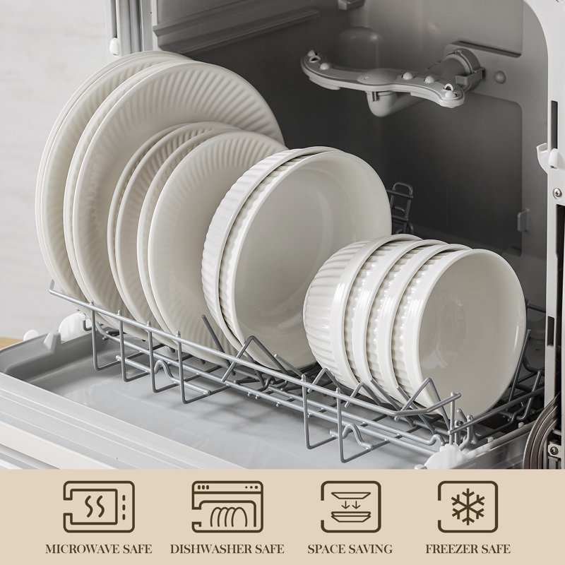 Piece Porcelain China Dinnerware Set - Service for 4, White