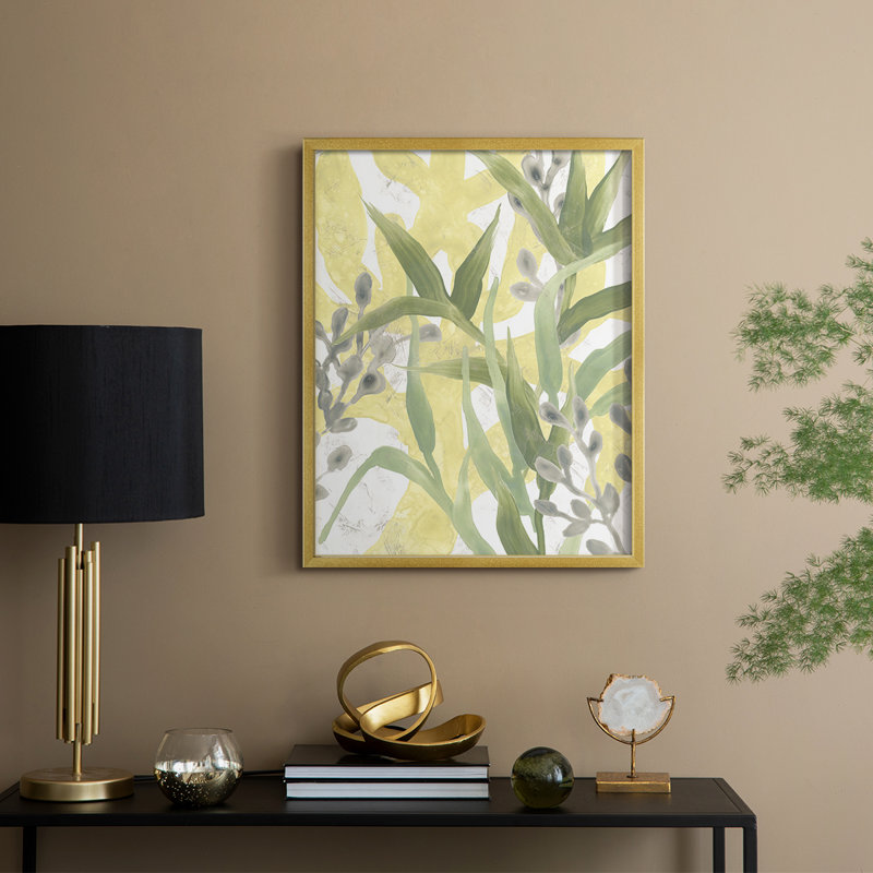 Sea Grass Fresco III, reproduction encadrée - bois massif, H 21 po x l 17 po, Doré