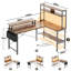 L-Shaped Computer Desk with Built-In Electrical Outlet