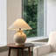 Lampe de table en céramique texturée faite à la main de 16,5 po à base d'urne en boucle, lampe de chevet de style campagnard pour le décor du salon