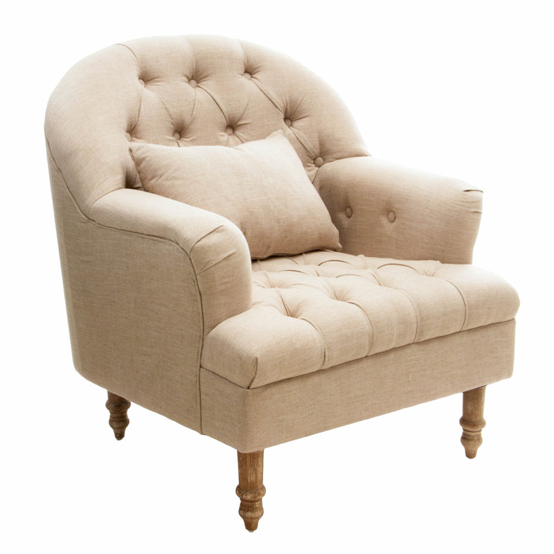 Fauteuil en lin capitonné 32,28 po Elisabetta, Beige