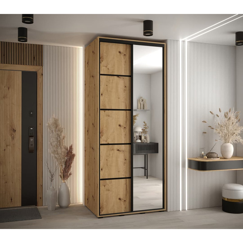 Shamaiah 2 Door Manufactured Wood Wardrobe, Oak Artisan