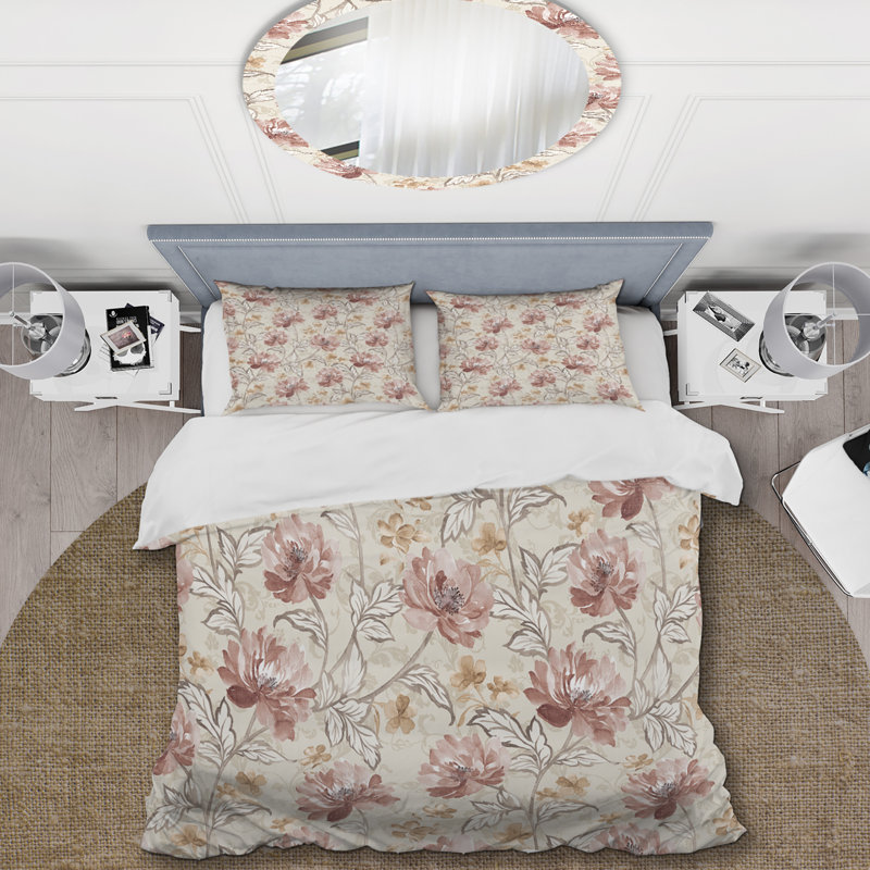 Cream Roses - Ensemble de housse de couette Cabin & Lodge, Housse de couette pour très grand lit et 2 très
