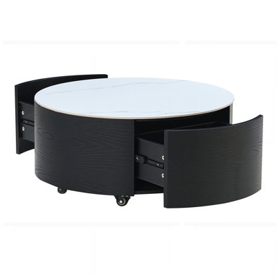 Table basse ronde moderne mobile avec roulettes