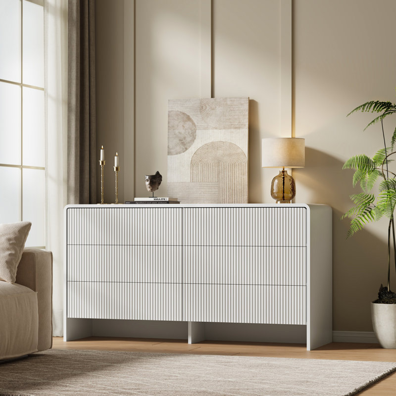 Commode 6 tiroirs 55,1 po, Blanc