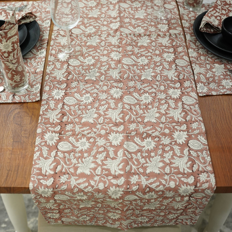 Red Barrel Studio® 16X90 Elegant dining table accessory, Premium table runner, Manikarnika, Soft Brown, 11" Rectangle