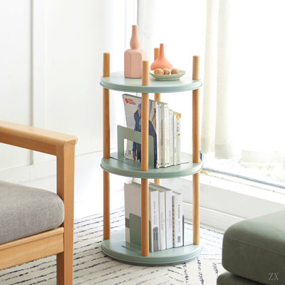 Étagère de rangement, bibliothèque rotative à 360 °, bibliothèque à 3 niveaux avec espace de rangement de grande capacité, support de rangement multifonctionnel, conception compacte, étagère pour salon, chambre à coucher, salle d'étude, cuisine