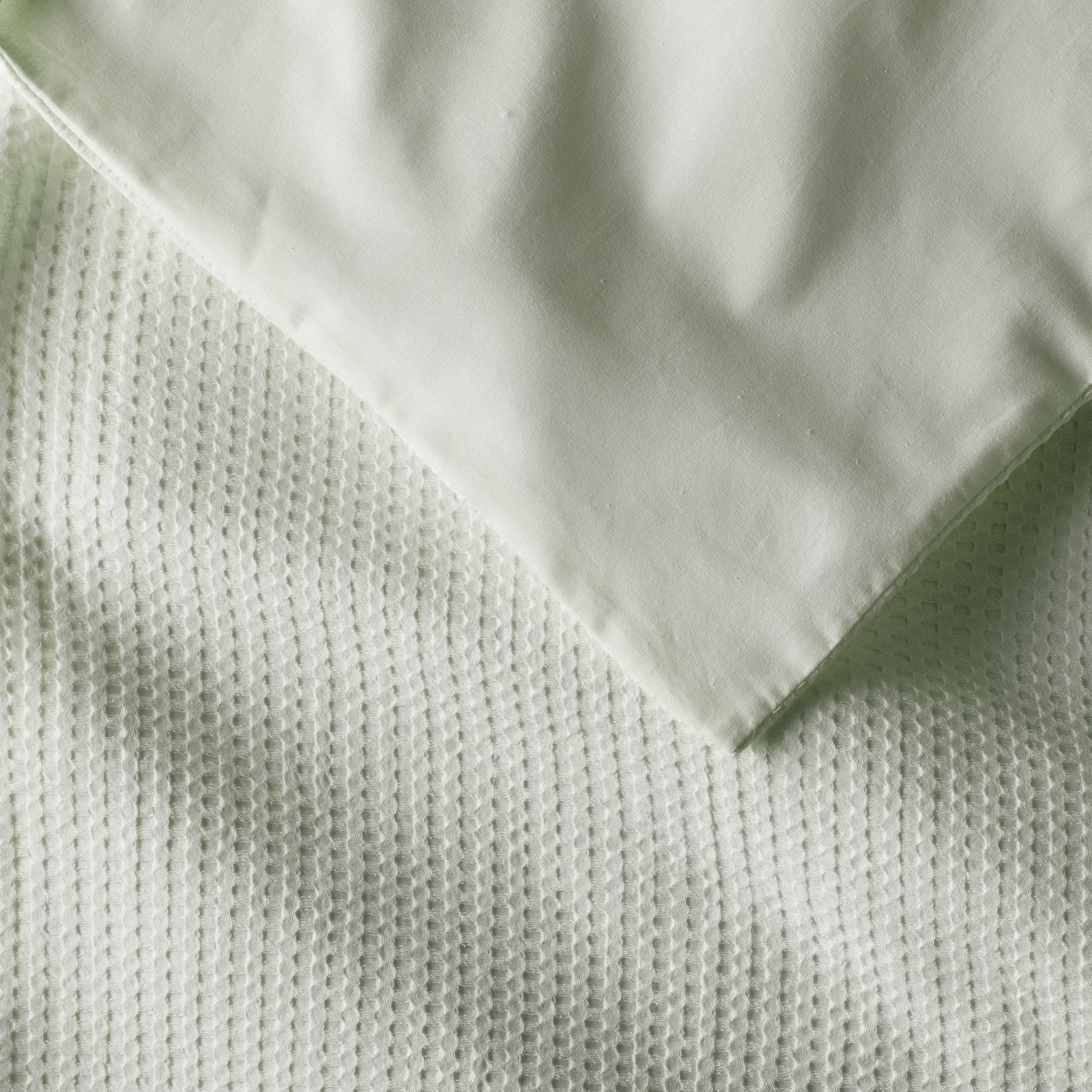 Felix Waffle Cotton Duvet Cover Set, Sage, Full / Queen Duvet Cover + 2 Standard Pillowcases