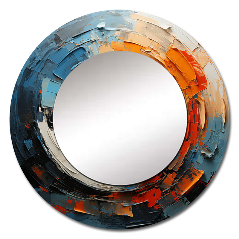 Dynamic Spiral - Abstract Spirals Wall Mirror, Modern Round Decorative Mirror, Printed Metal Art, 36" x 36"