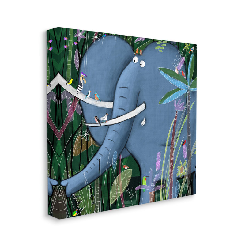 Éléphant, safari, art pour enfants, Toile tendue, H 30 po x l 30 po x P 1,5 po