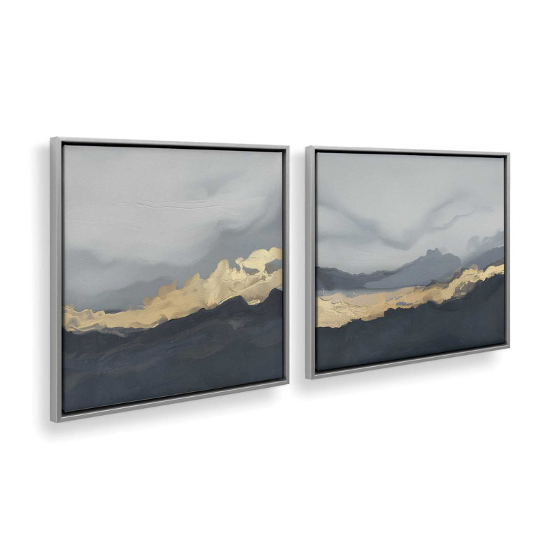 Nimbus Drama, ensemble de 2 toiles encadrées, H 16,75 po x l 33,5 po x P 1,75 po, Cadre flottant blanc opaque