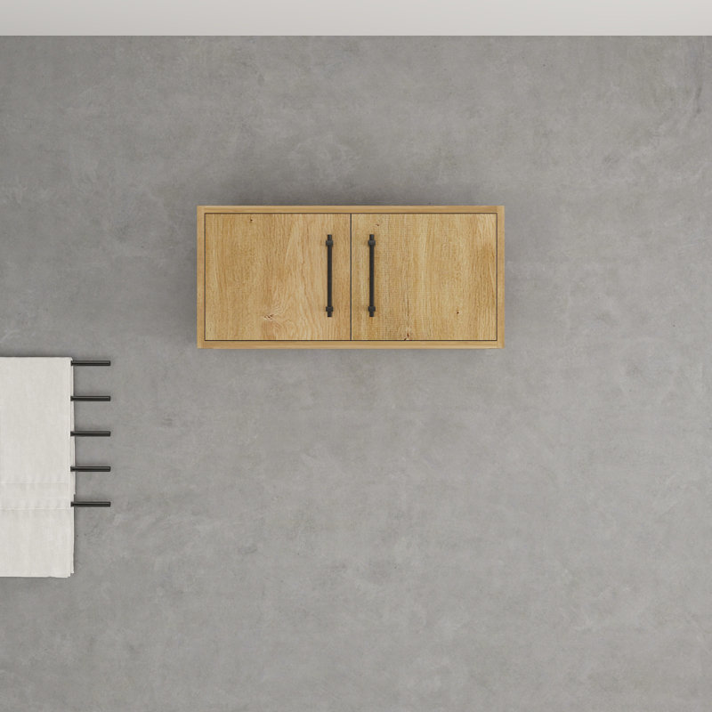 Victoria Oak Finish Wall-Mounted Bathroom Cabinet with LED Light
