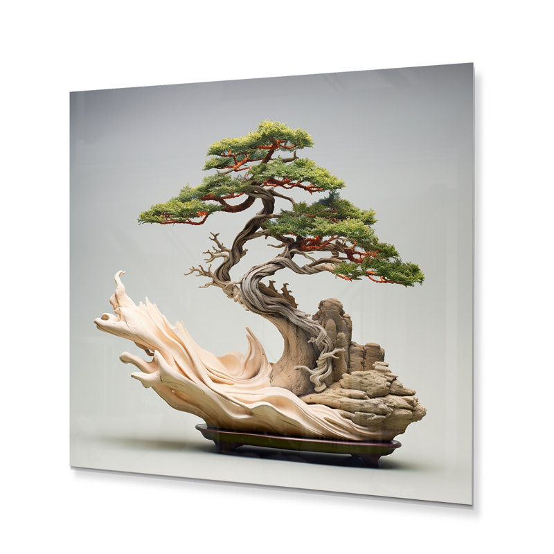 Art asiatique, sagesse bonsaï IV - reproduction asiatique sur métal, H 29 po x l 29 po x P 1 po