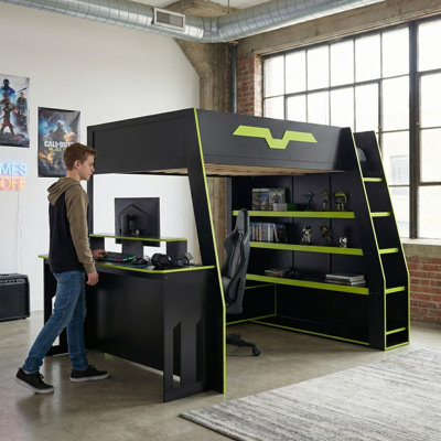 Lit mezzanine double en bois