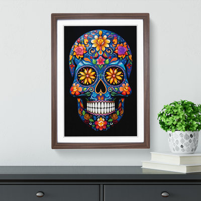 XYZ-FRM-V1223-1595 Sugar Skull Orphism - Single Picture Frame Print on Wood