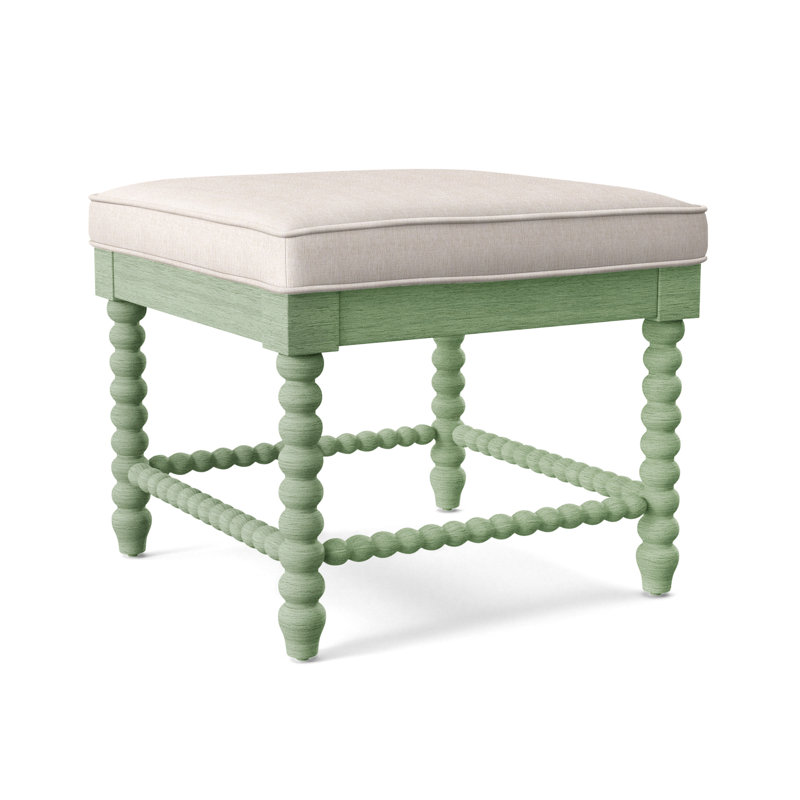 Lind Island Upholstered Bench, Havana Finish, White Sugar Performance