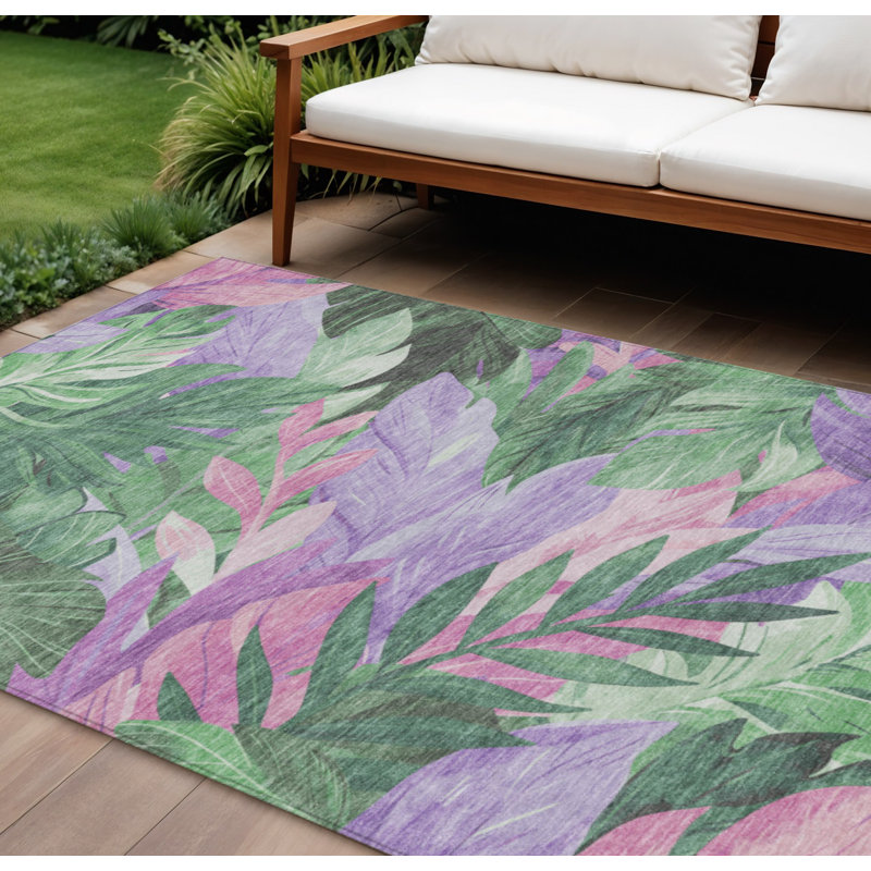 Tapis intérieur lavable floral vert sauge et menthe 8 pi x 10 pi
