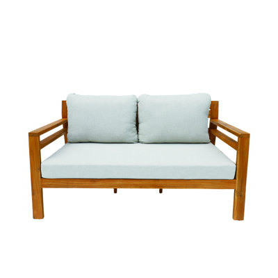 Acacia Wood Outdoor Loveseat With Cushions