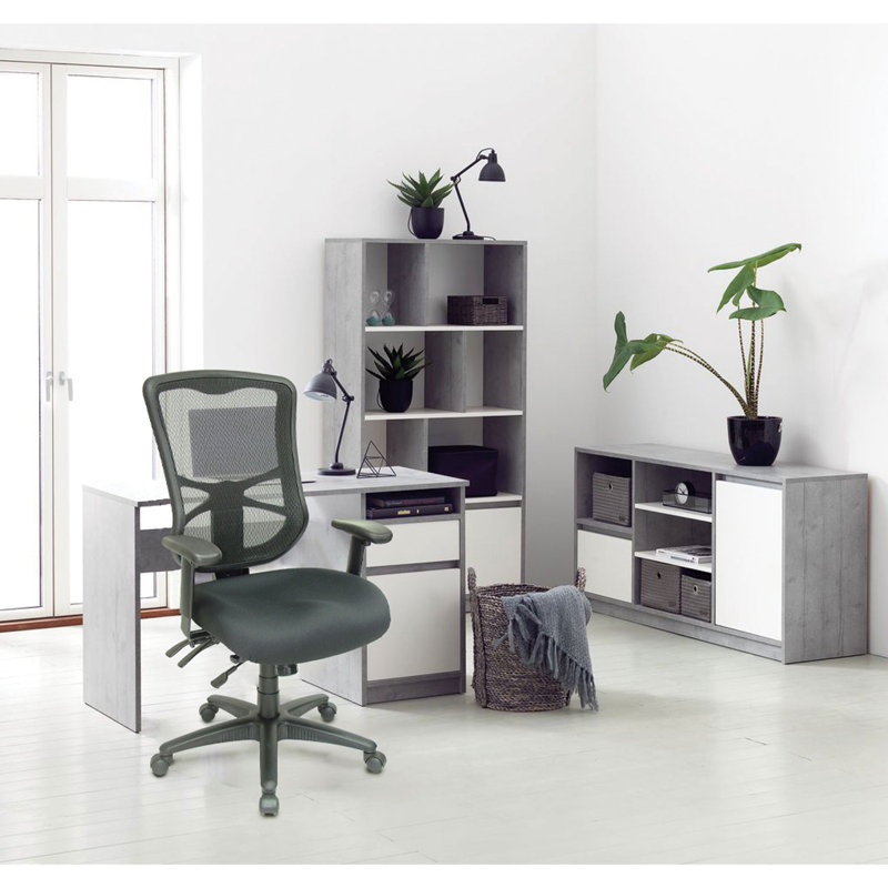 High-Back Black Mesh Office Chair with Adjustable Arms and Tilt Mechanism