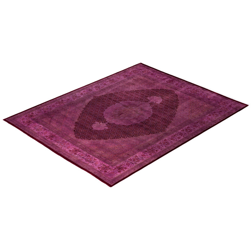 Tapis mauve en laine noué à la main Cribb 8 pi 0 po x 10 pi 1 po