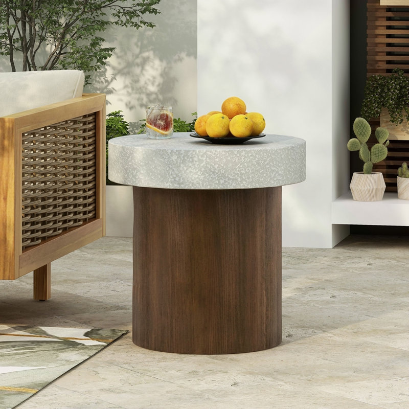 Table d'appoint [plateau antique + cadre naturel]