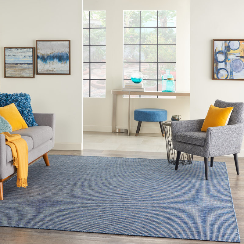 Lillehammer Solid Indoor/Outdoor Area Rug, Rectangle 10' x 14', Navy Blue
