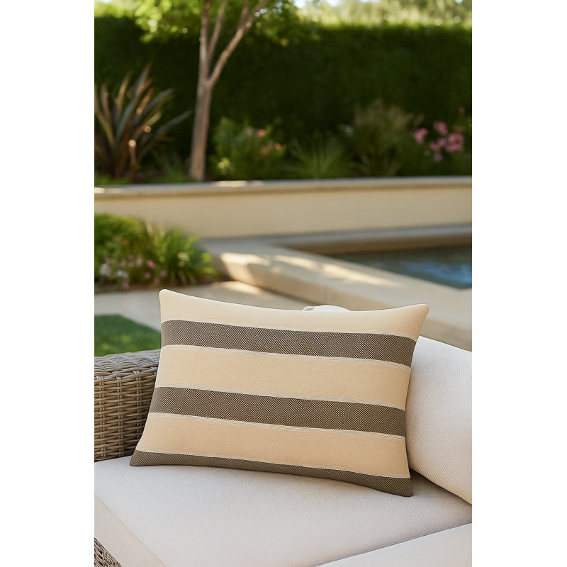 Classic Grey Sail Stripe Indoor Outdoor Pillow 14x20, Black, Square 24", Polyester