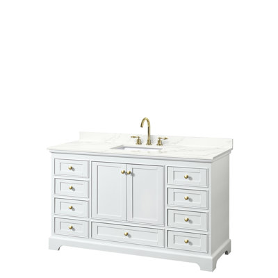 Ensemble de meuble-lavabo simple autoportant 48 po avec plateau en quartz Deborah