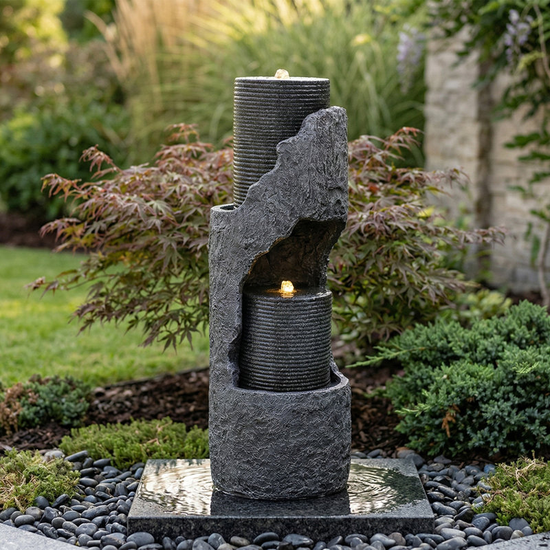 Outdoor Fountain with Lights