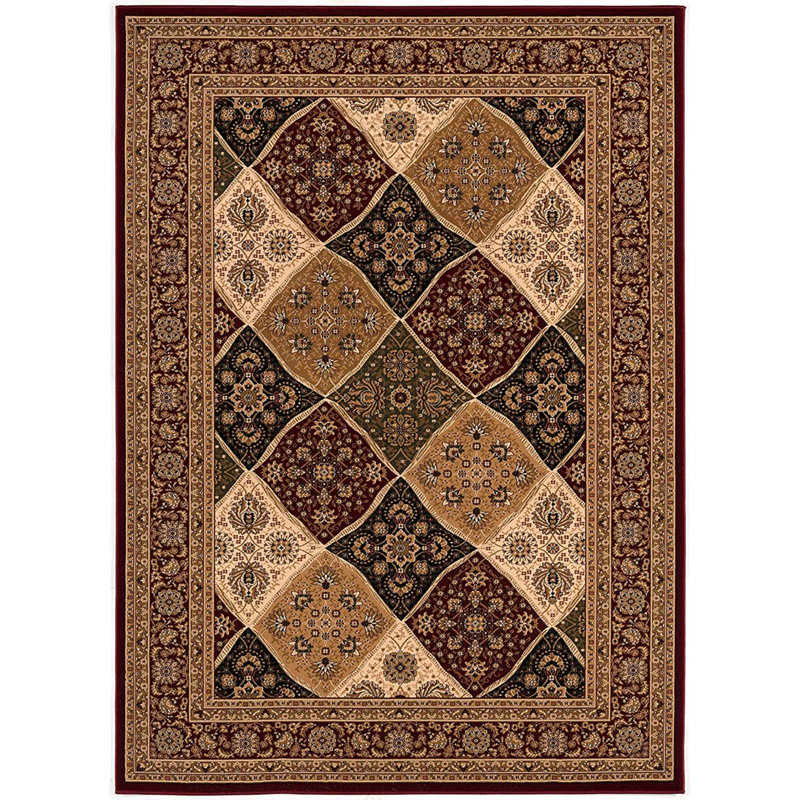 8' Red And Beige Oriental Runner Rug, Runner 3' x 13'
