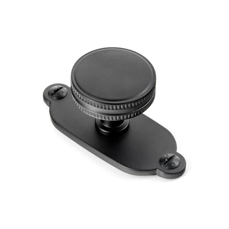 Poignée ronde en forme d'engrenage de 1,26 po de diamètre avec plaque noire (G013), Noir