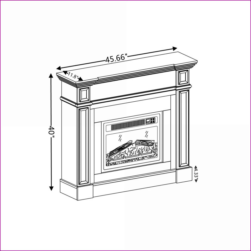 Fireplace Mantel, Snow White MDF | 45.6"W x 11.8"D x 40"H | Fireplace Sold Separately, White