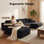 Canapé modulaire en forme de U de 126 po Koli, canapé à compression, velours côtelé noir-2175873