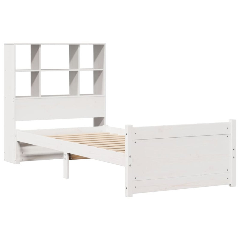 ClassicLiving Bookcase Bed Without Mattress Solid Wood Pine, 160 x 200 cm, White